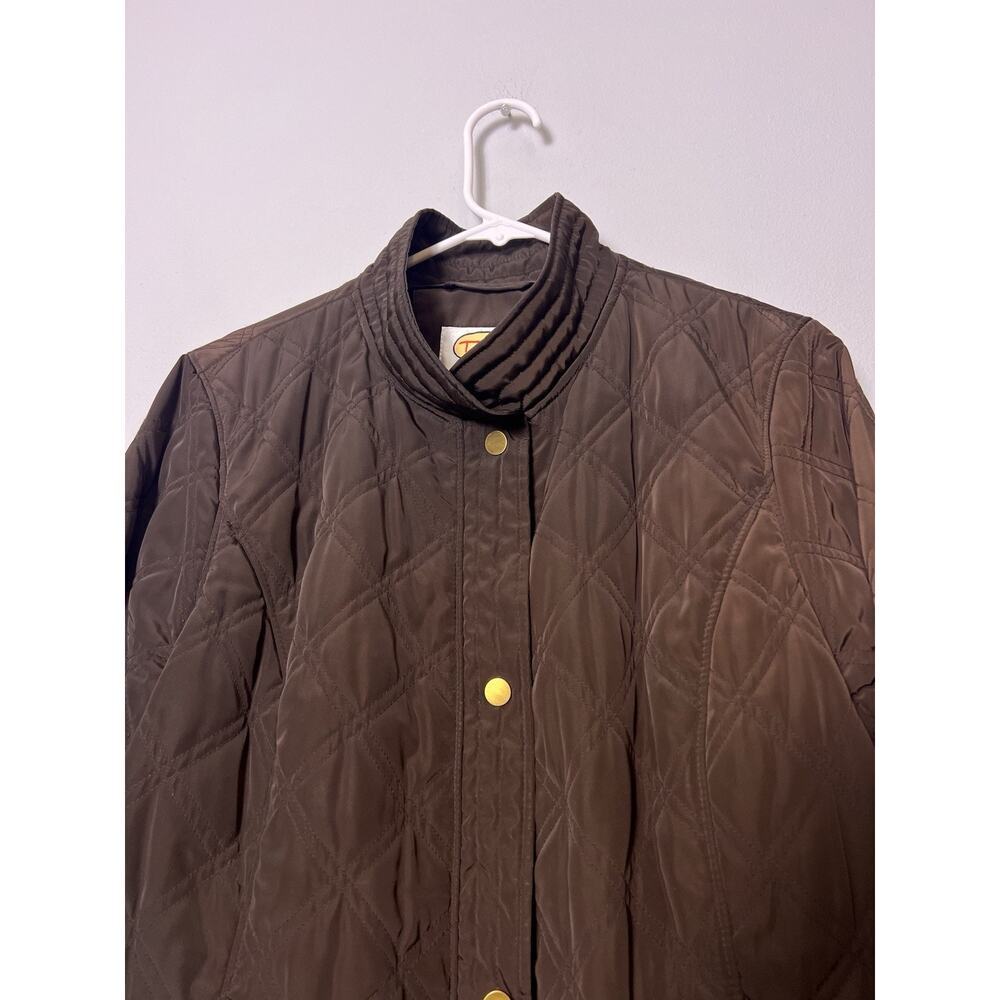 Talbots Womens Quilted Barn Jacket Petite Sz L Brown Snap Button - Picture 2 of 16